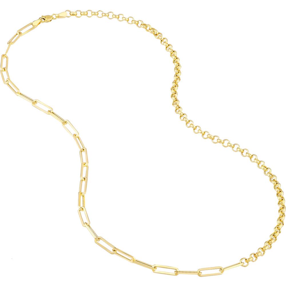 Olas d'Oro - 14K Yellow Gold 7.50" Paper Clip + Rolo Chain Bracelet - 2.61 Grams
