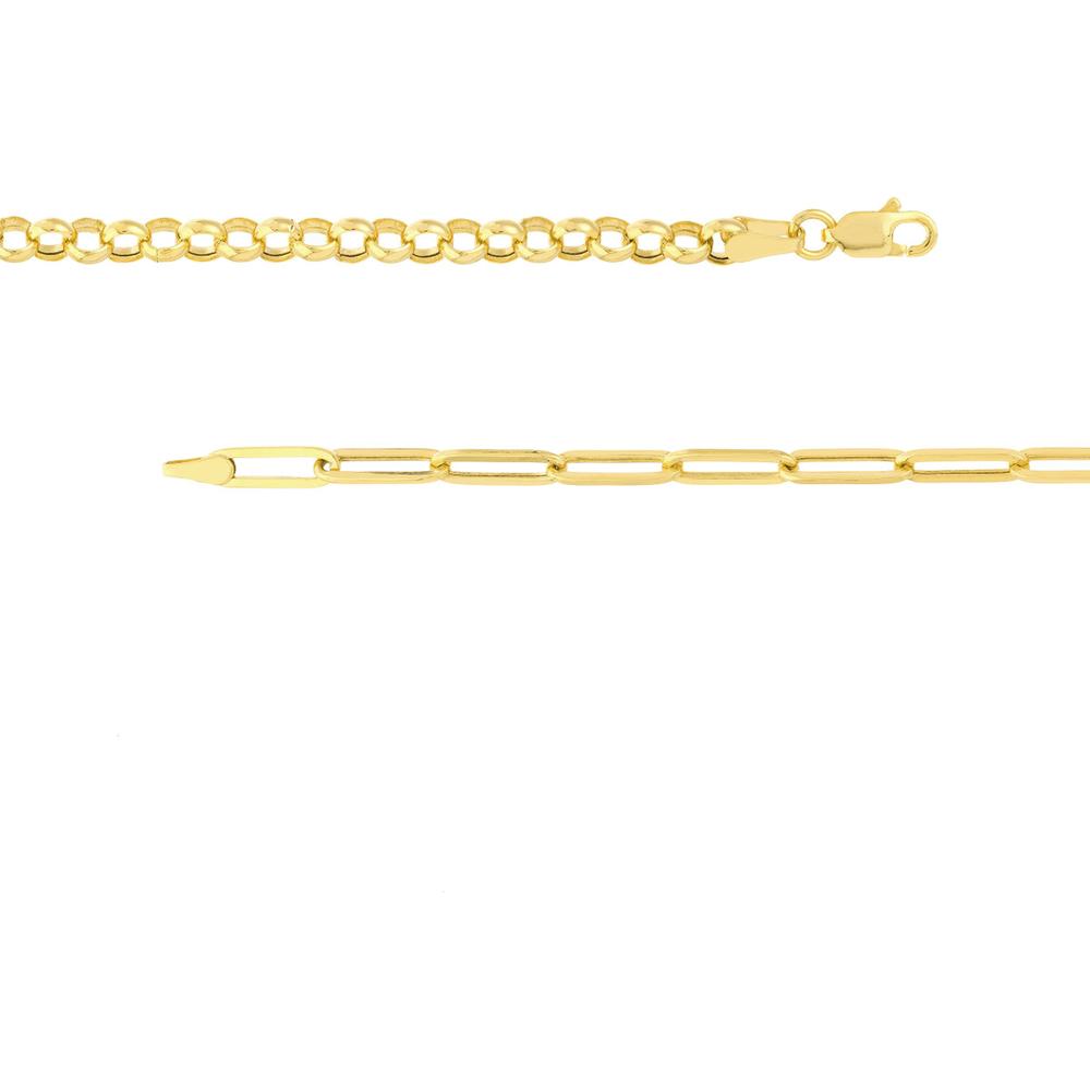 Olas d'Oro - 14K Yellow Gold 7.50" Paper Clip + Rolo Chain Bracelet - 2.61 Grams