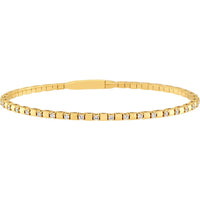 Olas d'Oro - 14K Yellow Gold 7/8 Carat Diamond and Square Link Flexi Bracelet - Elegant Design