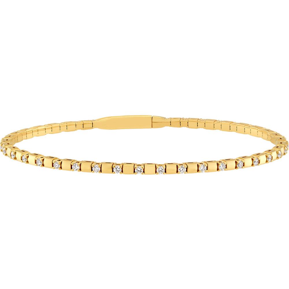 Olas d'Oro - 14K Yellow Gold 7/8 Carat Diamond and Square Link Flexi Bracelet - Elegant Design