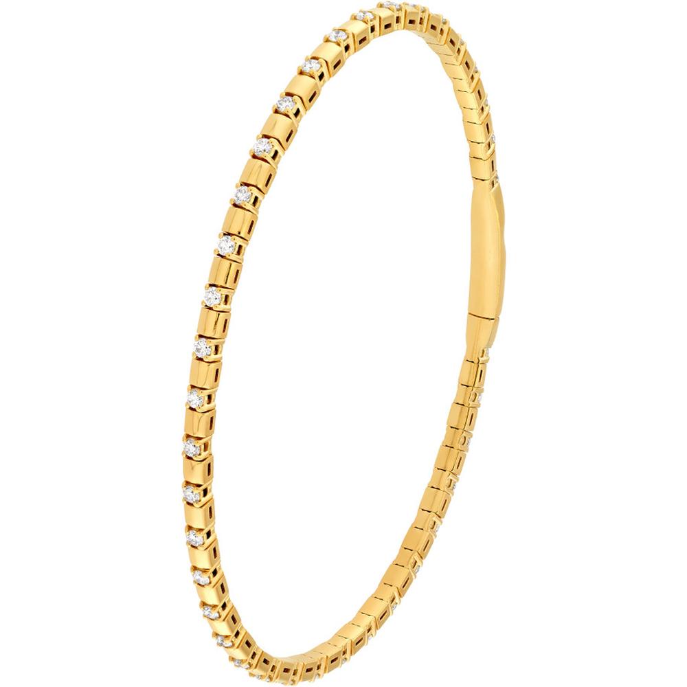 Olas d'Oro - 14K Yellow Gold 7/8 Carat Diamond and Square Link Flexi Bracelet - Elegant Design