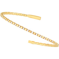 Olas d'Oro - 14K Yellow Gold 7/8 Carat Diamond and Square Link Flexi Bracelet - Elegant Design