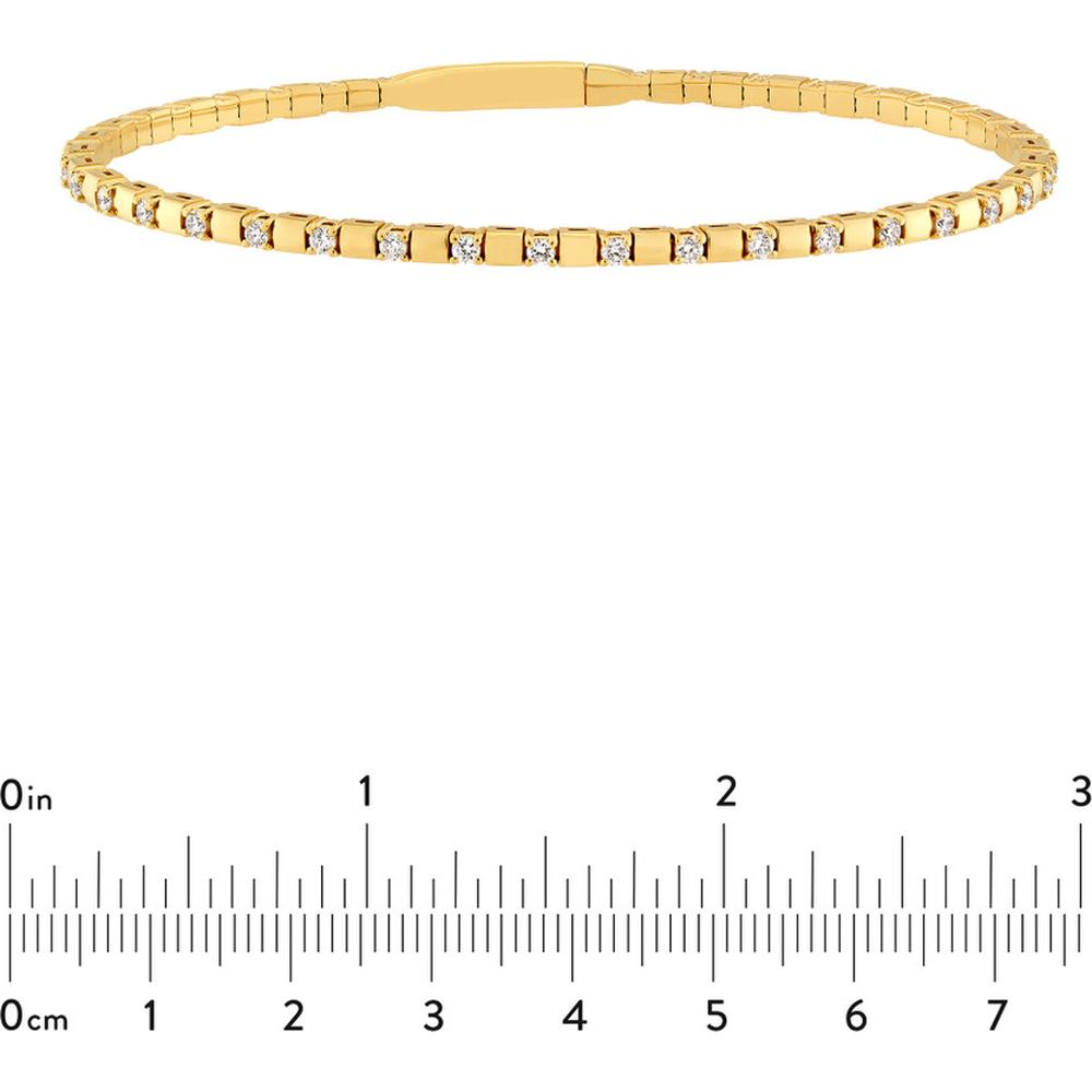 Olas d'Oro - 14K Yellow Gold 7/8 Carat Diamond and Square Link Flexi Bracelet - Elegant Design