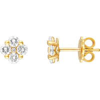 Olas d'Oro - 14K Yellow Gold 7/8 Total Carat Weight Diamond Stud Earrings - 0.90 Carat Total Diamond Weight