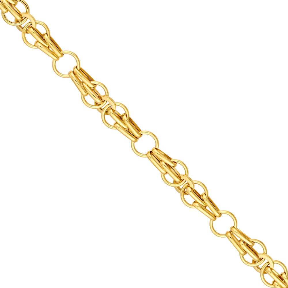 Olas d'Oro - 14K Yellow Gold 7" Fantasy Link Chain Bracelet - 3.95 Grams Weight