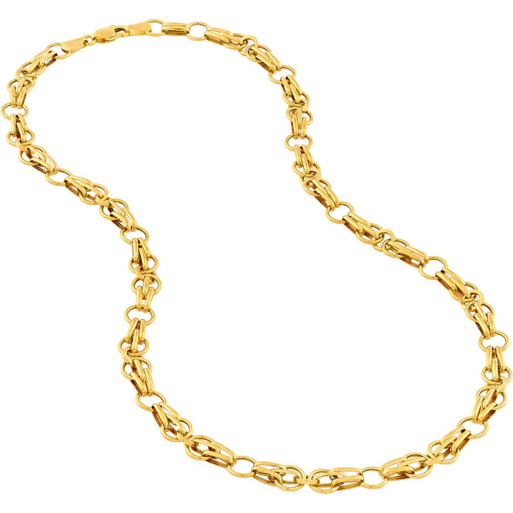 Olas d'Oro - 14K Yellow Gold 7" Fantasy Link Chain Bracelet - 3.95 Grams Weight