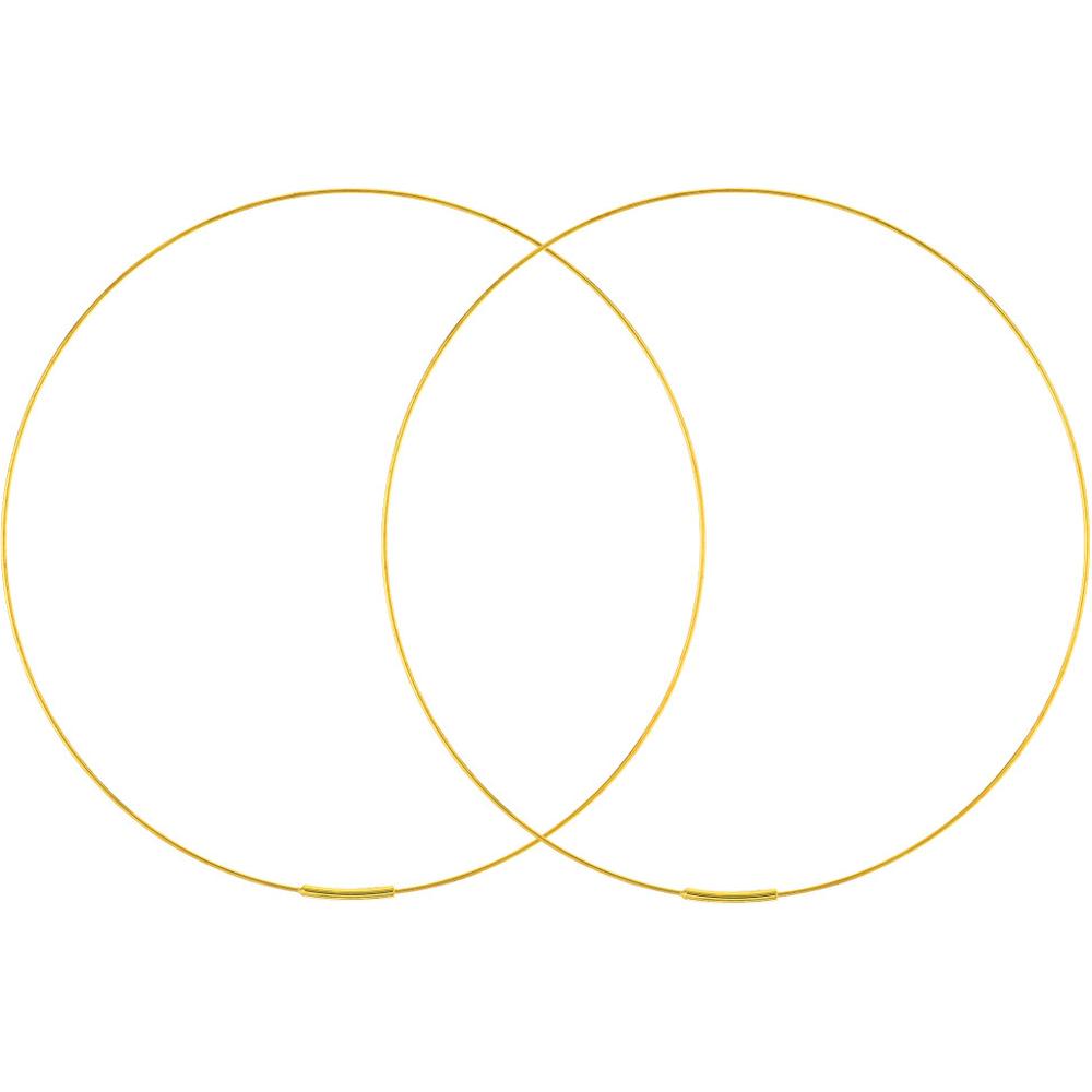 Olas d'Oro - 14K Yellow Gold 75mm Endless Wire Hoop Earrings Lightweight & Chic