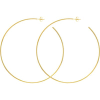 Olas d'Oro - 14K Yellow Gold 75mm Large Hoop Post Earrings - 4.46 Grams Total Weight