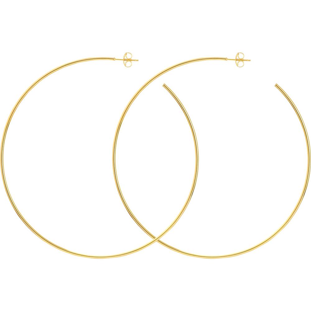 Olas d'Oro - 14K Yellow Gold 75mm Large Hoop Post Earrings - 4.46 Grams Total Weight