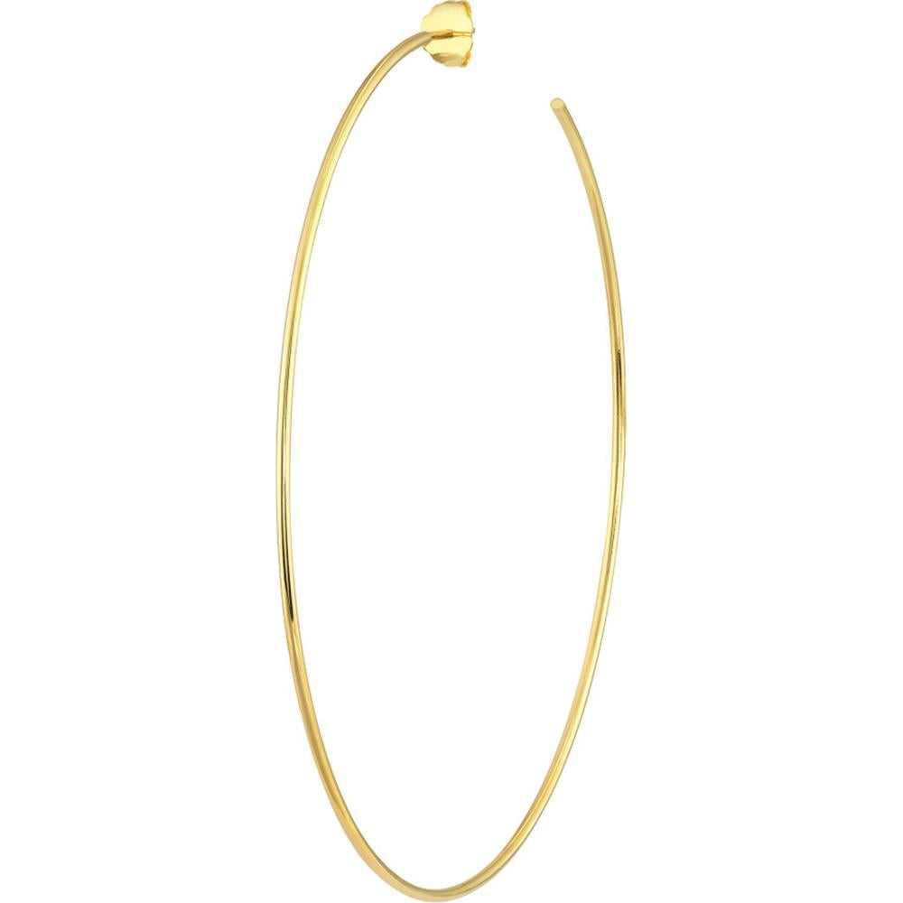 Olas d'Oro - 14K Yellow Gold 75mm Large Hoop Post Earrings - 4.46 Grams Total Weight