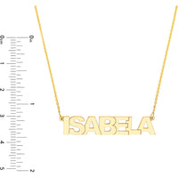 Olas d'Oro - 14K Yellow Gold 7mm Block Font Personalized Nameplate Necklace - 2.70 Grams