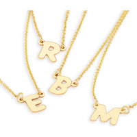 Olas d'Oro - 14K Yellow Gold 7mm Bubble Font Nameplate Necklace - Customizable Personalized Jewelry