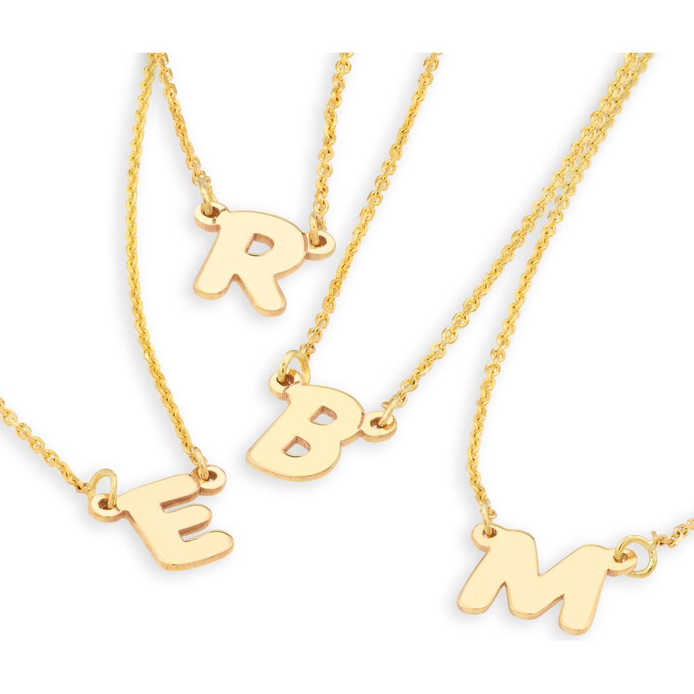 Olas d'Oro - 14K Yellow Gold 7mm Bubble Font Nameplate Necklace - Customizable Personalized Jewelry