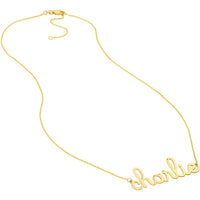 Olas d'Oro - 14K Yellow Gold 7mm Doodle Nameplate Necklace with Lobster Clasp