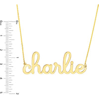 Olas d'Oro - 14K Yellow Gold 7mm Doodle Nameplate Necklace with Lobster Clasp