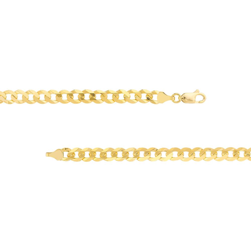 Olas d'Oro - 14K Yellow Gold 7mm Flat Open Cuban Chain - 24" Necklace