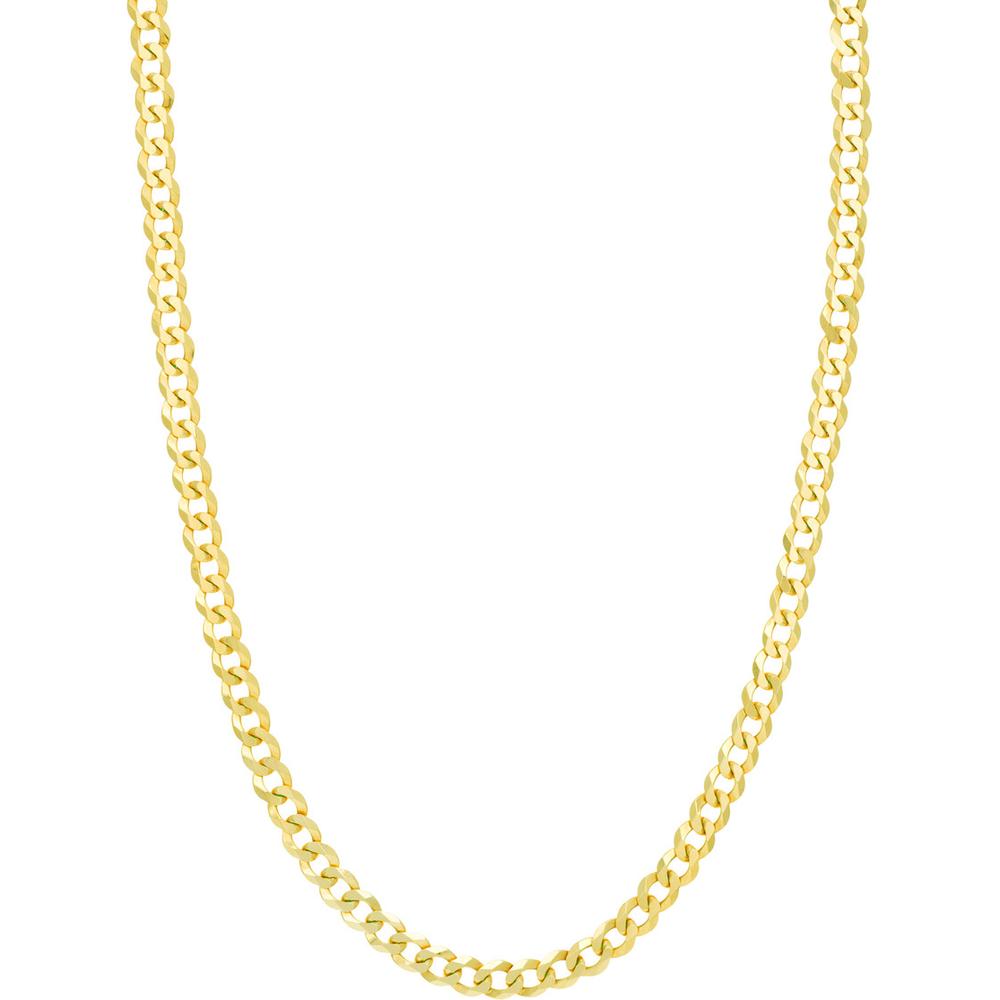 Olas d'Oro - 14K Yellow Gold 7mm Flat Open Cuban Chain Necklace