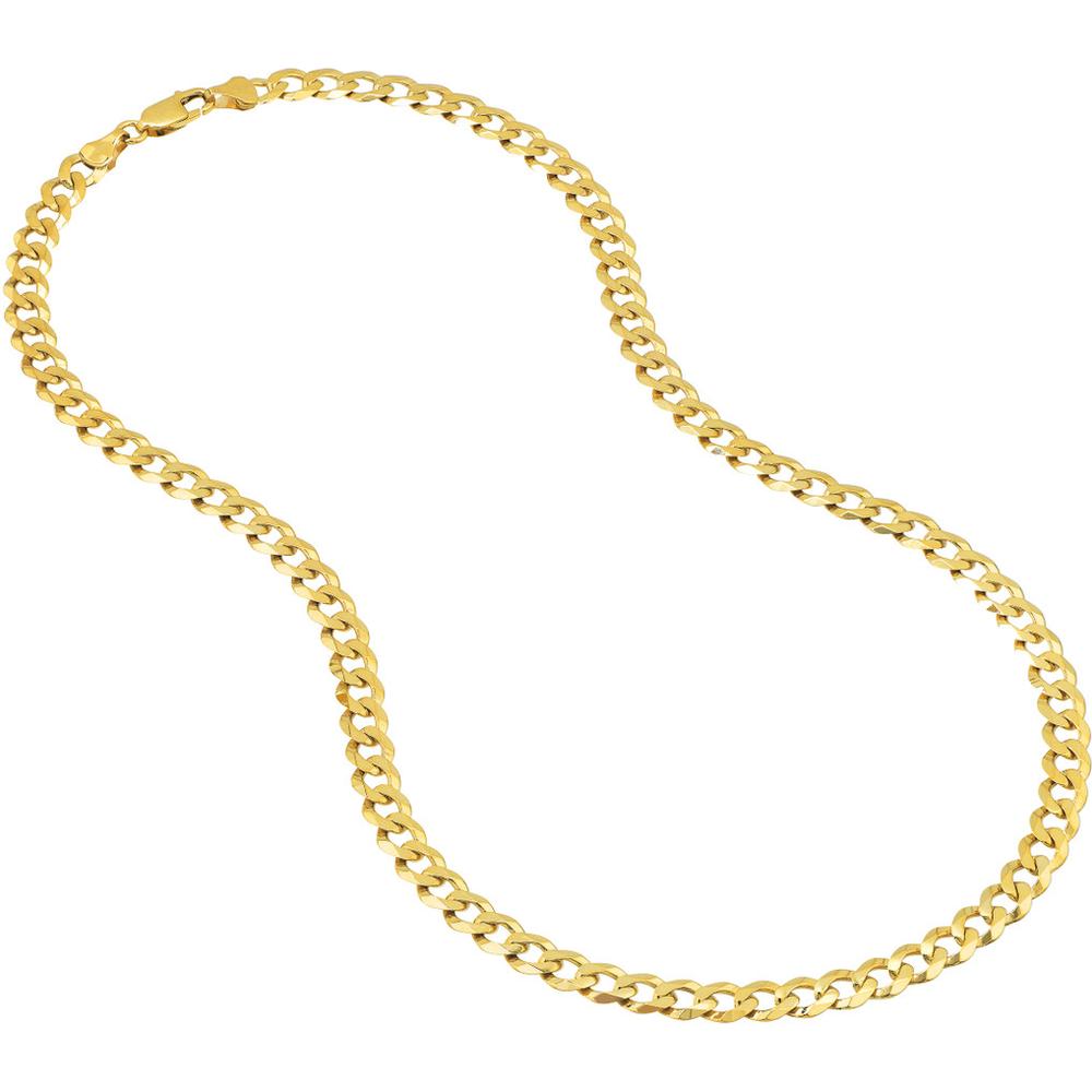 Olas d'Oro - 14K Yellow Gold 7mm Flat Open Cuban Chain Necklace - 22" Length - 26.63 Grams