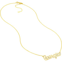 Olas d'Oro - 14K Yellow Gold 7mm Script Font Nameplate Necklace - Personalized Jewelry