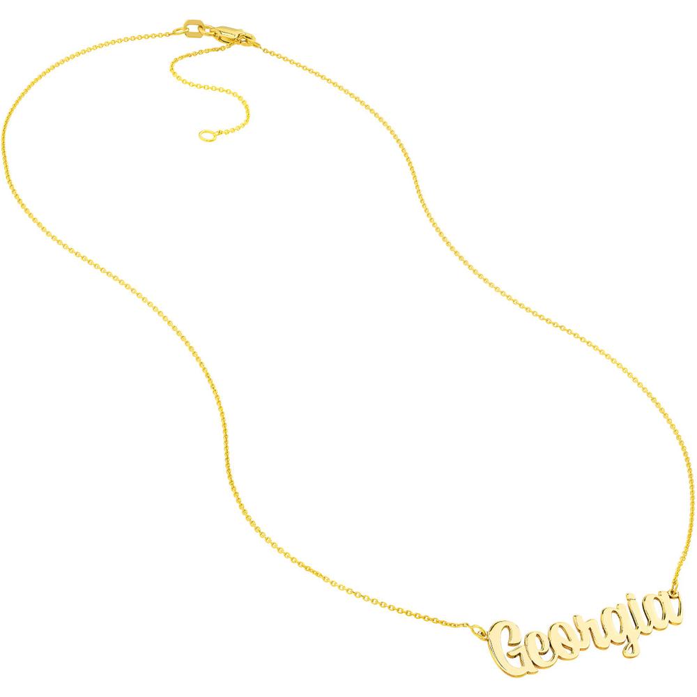 Olas d'Oro - 14K Yellow Gold 7mm Script Font Nameplate Necklace - Personalized Jewelry