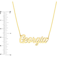 Olas d'Oro - 14K Yellow Gold 7mm Script Font Nameplate Necklace - Personalized Jewelry