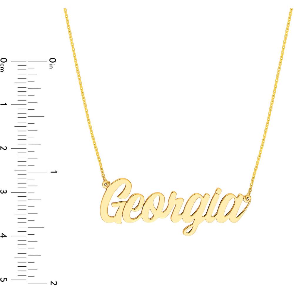 Olas d'Oro - 14K Yellow Gold 7mm Script Font Nameplate Necklace - Personalized Jewelry