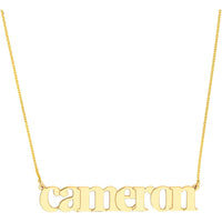 Olas d'Oro - 14K Yellow Gold 7mm Typewriter Font Nameplate Necklace with Lobster Clasp - 2.70 Grams Weight