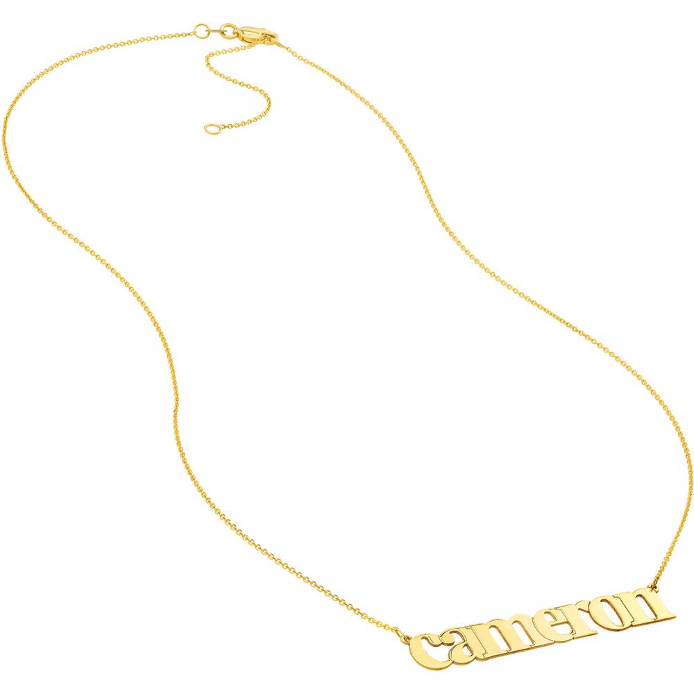 Olas d'Oro - 14K Yellow Gold 7mm Typewriter Font Nameplate Necklace with Lobster Clasp - 2.70 Grams Weight