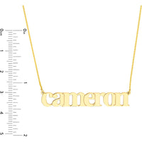 Olas d'Oro - 14K Yellow Gold 7mm Typewriter Font Nameplate Necklace with Lobster Clasp - 2.70 Grams Weight
