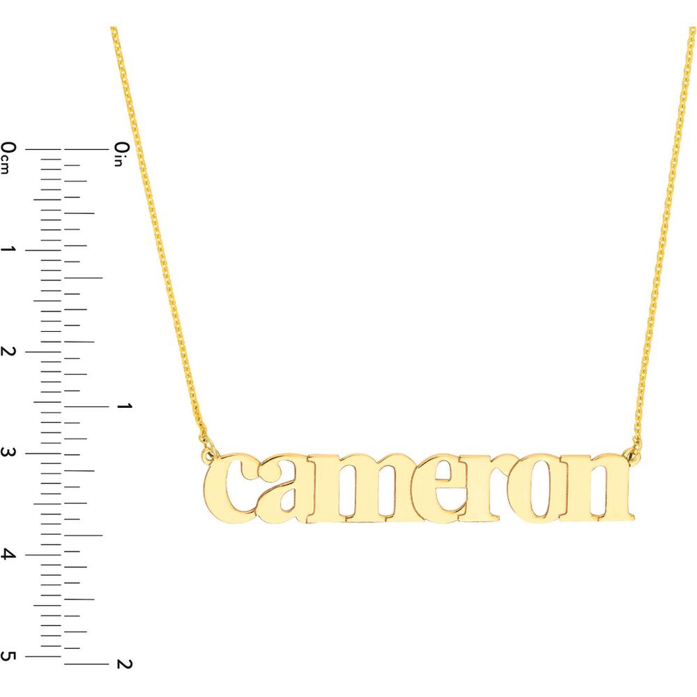 Olas d'Oro - 14K Yellow Gold 7mm Typewriter Font Nameplate Necklace with Lobster Clasp - 2.70 Grams Weight