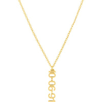 Olas d'Oro - 14K Yellow Gold 7mm Vertical Block Numeral Necklace