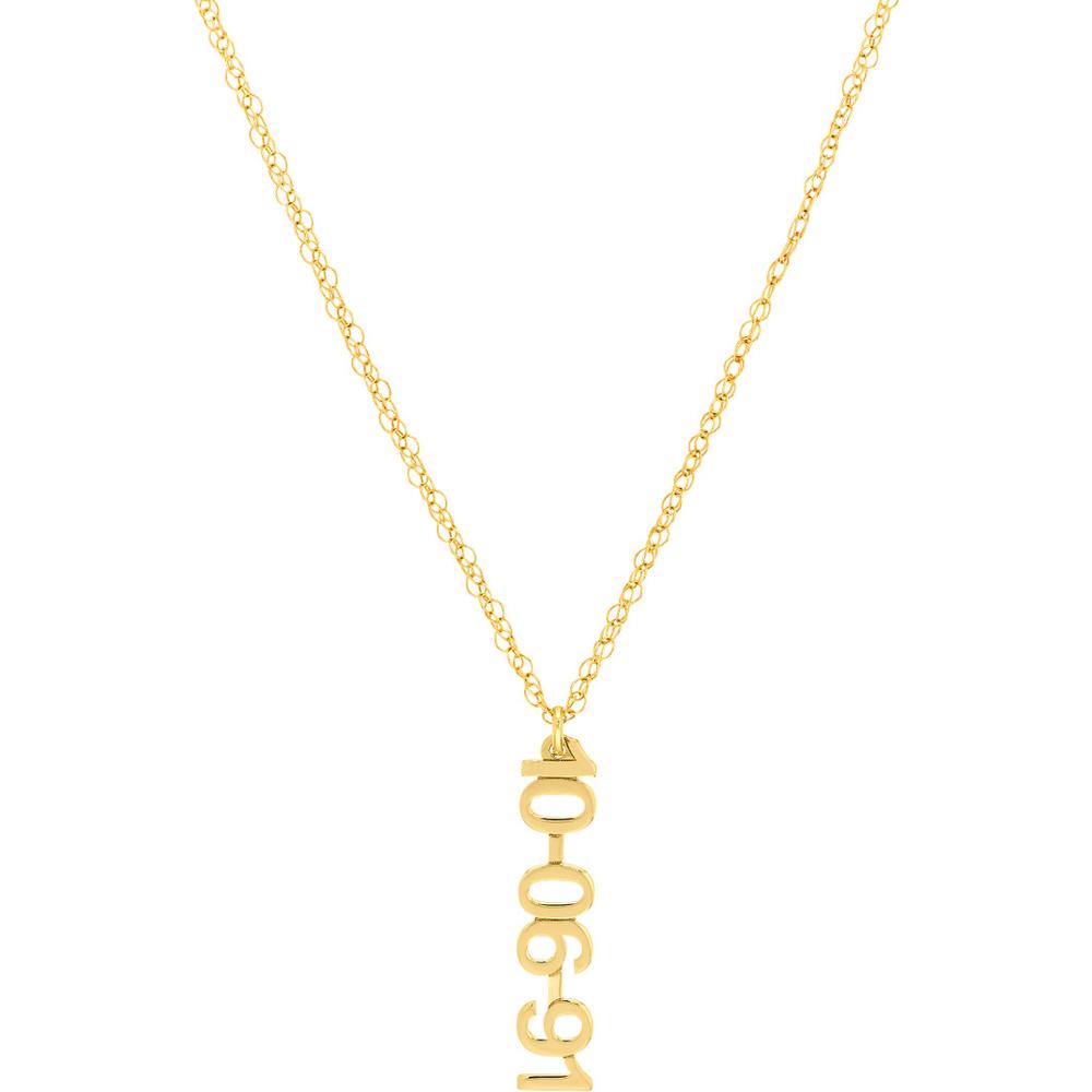 Olas d'Oro - 14K Yellow Gold 7mm Vertical Block Numeral Necklace