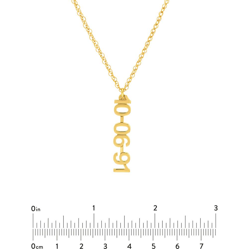 Olas d'Oro - 14K Yellow Gold 7mm Vertical Block Numeral Necklace