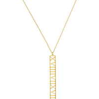 Olas d'Oro - 14K Yellow Gold 7mm Vertical Roman Numeral Pendant Necklace