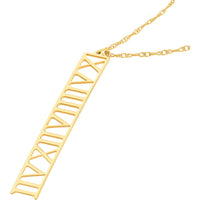 Olas d'Oro - 14K Yellow Gold 7mm Vertical Roman Numeral Pendant Necklace