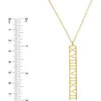 Olas d'Oro - 14K Yellow Gold 7mm Vertical Roman Numeral Pendant Necklace
