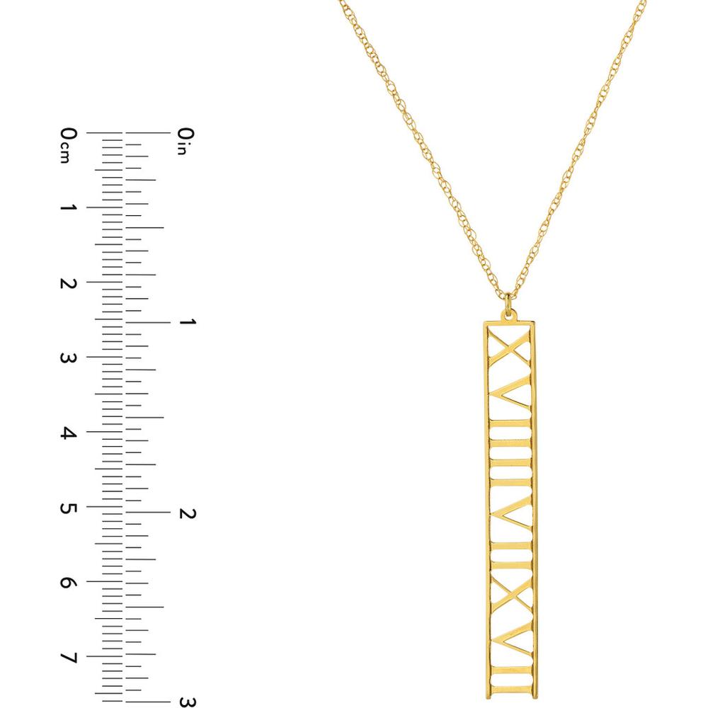 Olas d'Oro - 14K Yellow Gold 7mm Vertical Roman Numeral Pendant Necklace