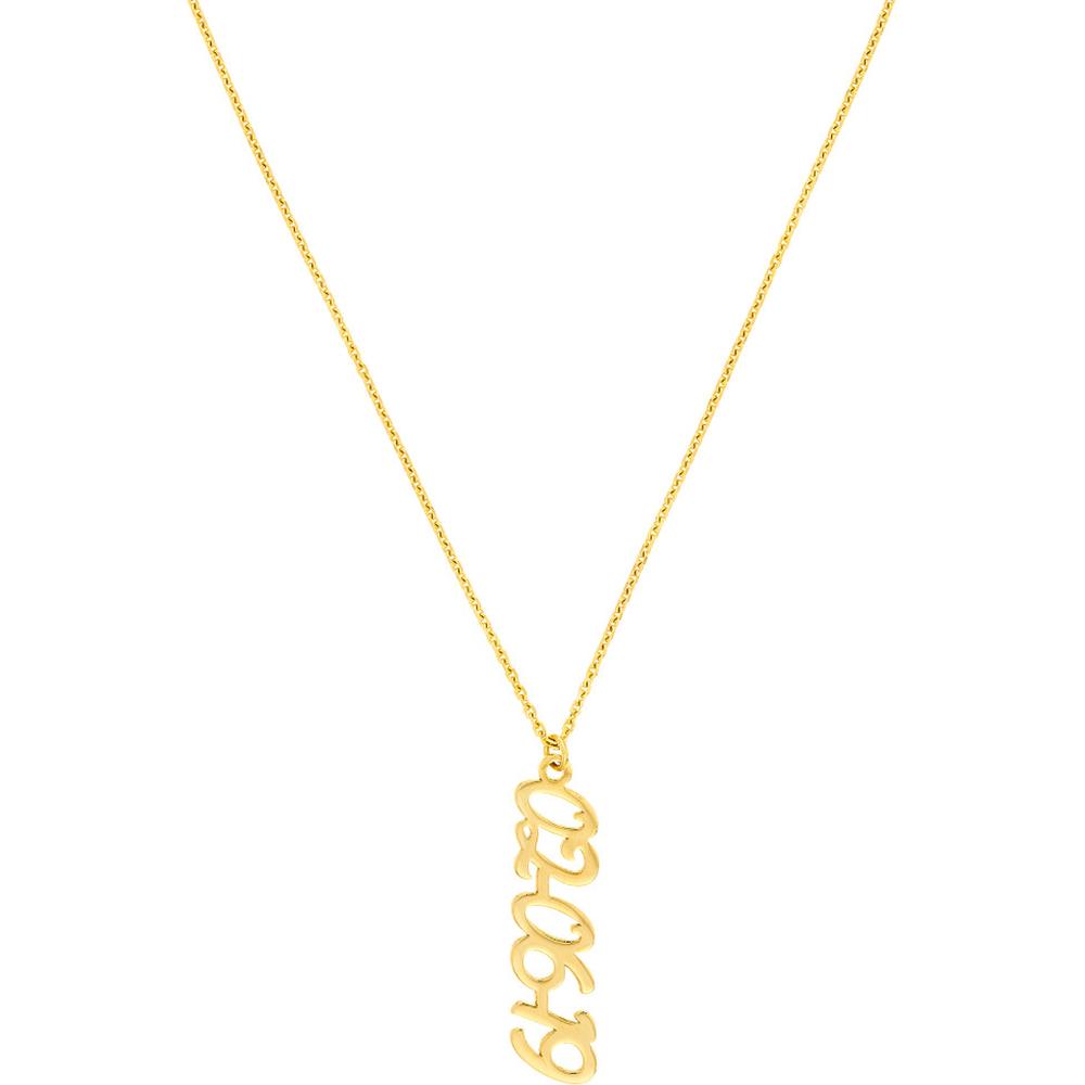 Olas d'Oro - 14K Yellow Gold 7mm Vertical Script Numeral Pendant Necklace
