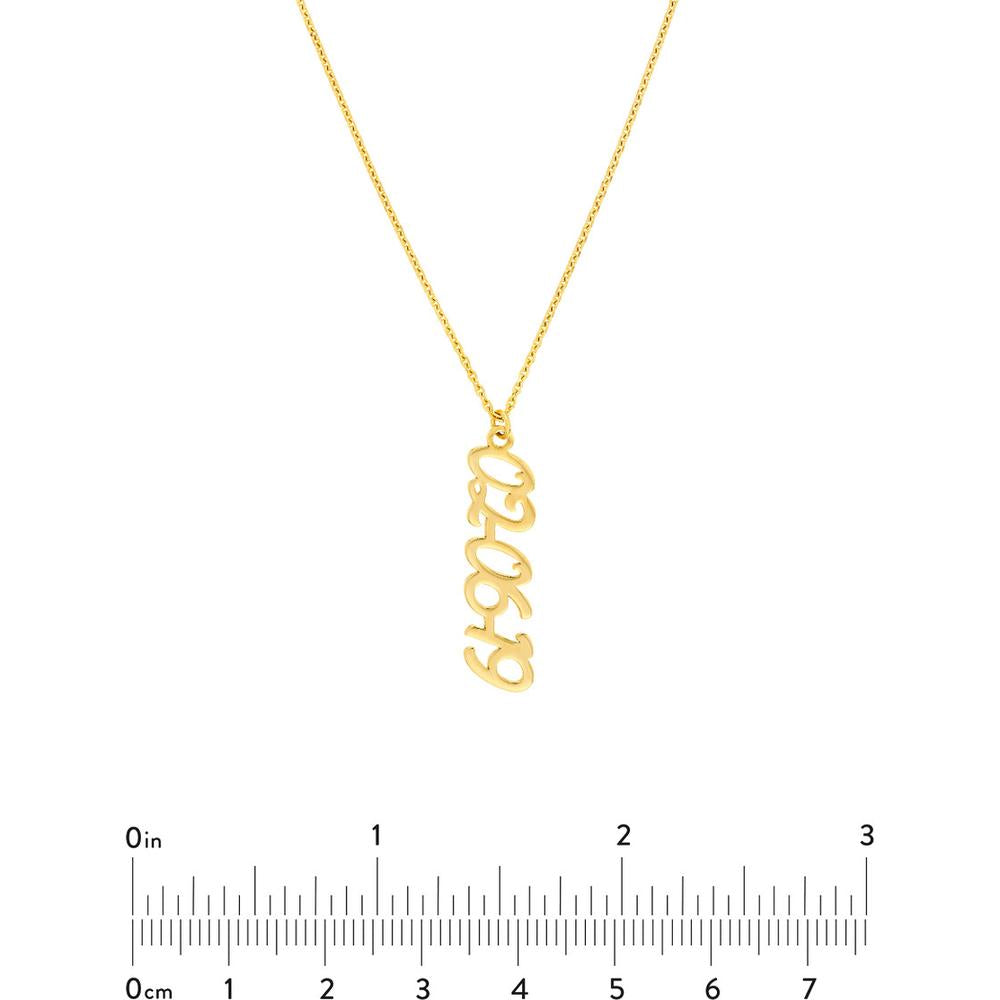 Olas d'Oro - 14K Yellow Gold 7mm Vertical Script Numeral Pendant Necklace