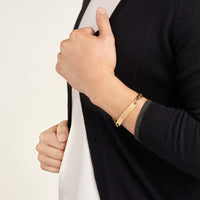 Olas d'Oro - 14K Yellow Gold 8.5mm Men's Engravable Initial ID Bracelet with Lobster Clasp - 27.7 Grams