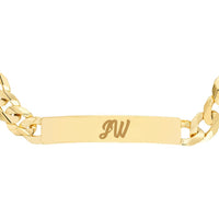 Olas d'Oro - 14K Yellow Gold 8.5mm Men's Engravable Initial ID Bracelet with Lobster Clasp - 27.7 Grams
