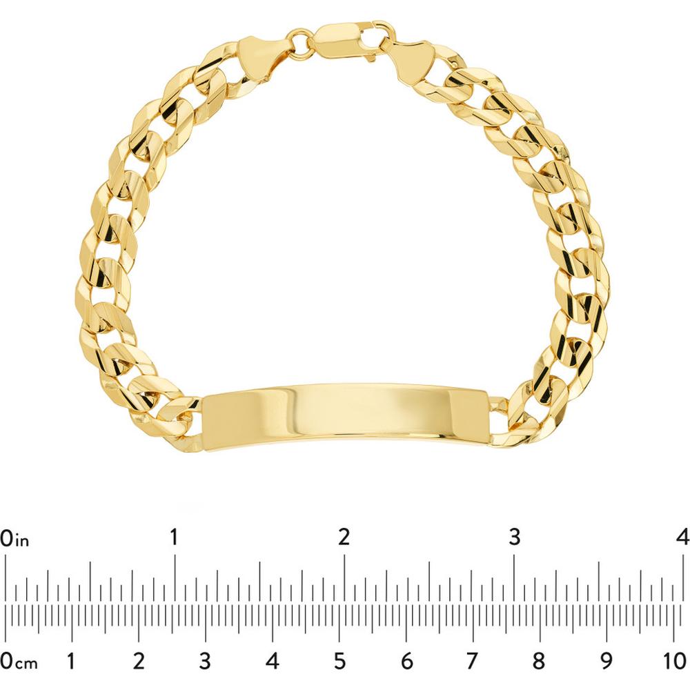 Olas d'Oro - 14K Yellow Gold 8.5mm Men's Engravable Initial ID Bracelet with Lobster Clasp - 27.7 Grams