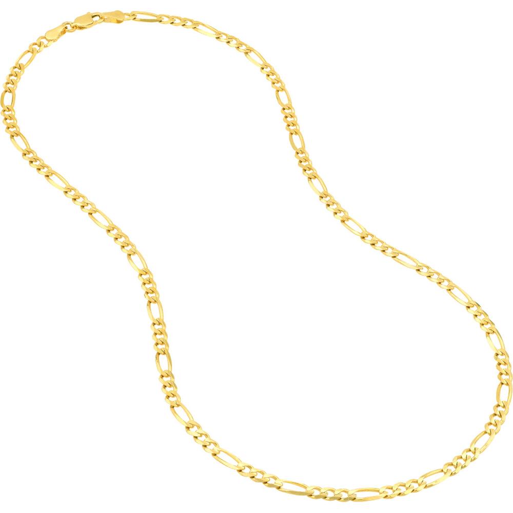 Olas d'Oro - 14K Yellow Gold 8" Figaro Chain Bracelet with Lobster Lock - 4.95 Grams Weight