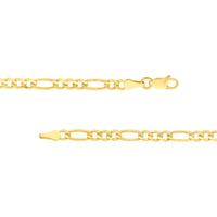 Olas d'Oro - 14K Yellow Gold 8" Figaro Chain Bracelet with Lobster Lock - 4.95 Grams Weight