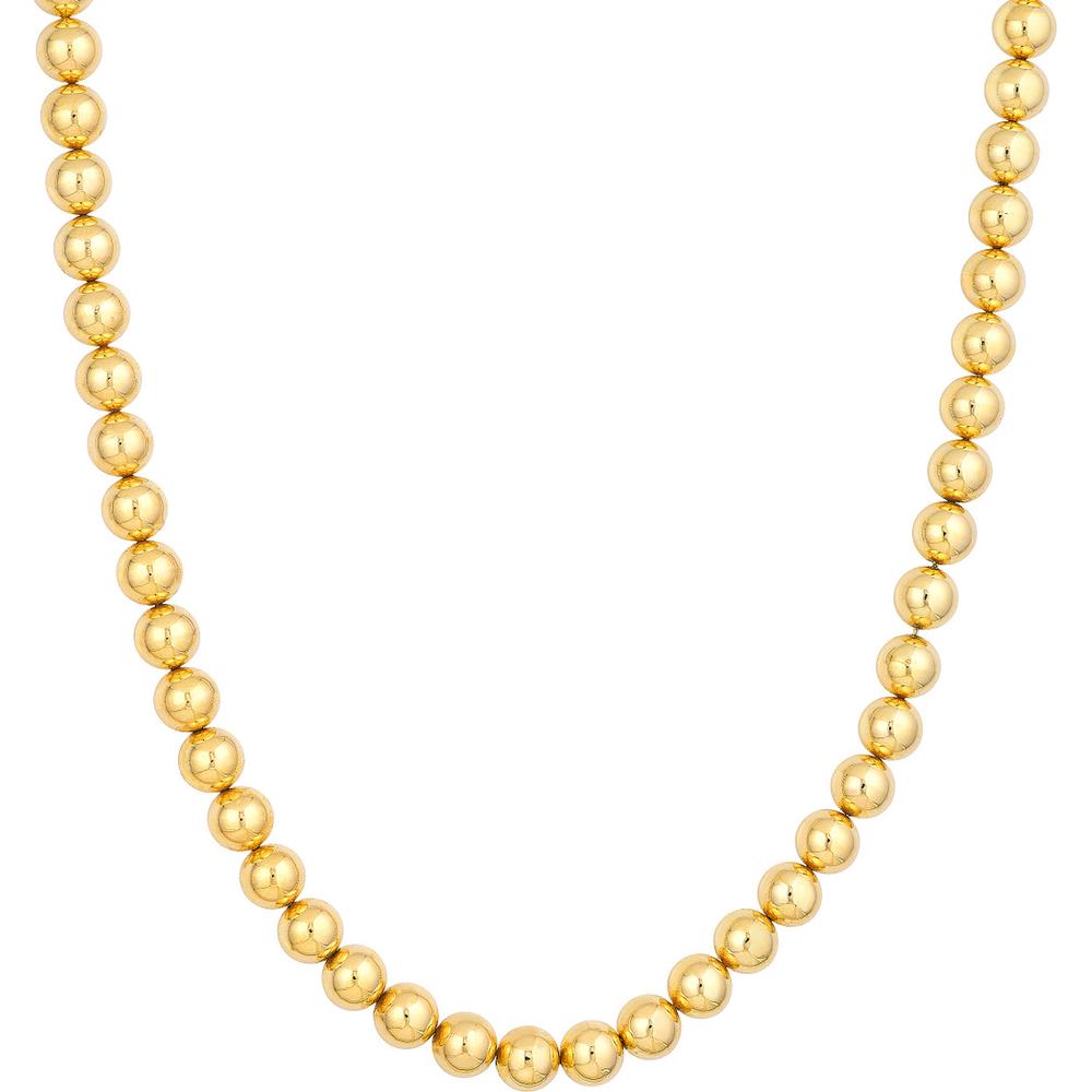 Olas d'Oro - 14K Yellow Gold 8mm Beaded Chain Bracelet with Lobster Clasp - 9.8 Grams Total Weight