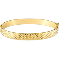 Olas d'Oro - 14K Yellow Gold 8mm Diamond-Cut Oval Bangle - 9.10 Grams Weight