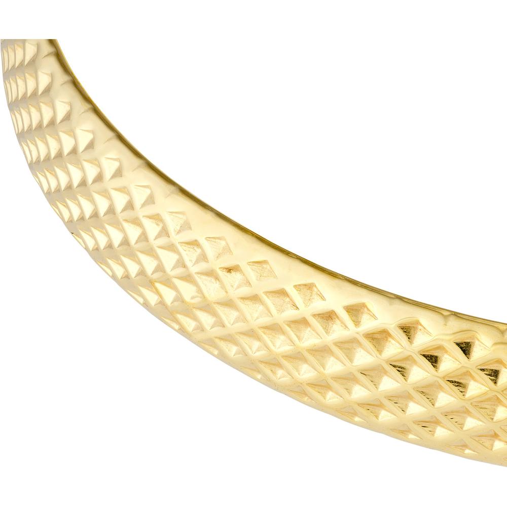 Olas d'Oro - 14K Yellow Gold 8mm Diamond-Cut Oval Bangle - 9.10 Grams Weight