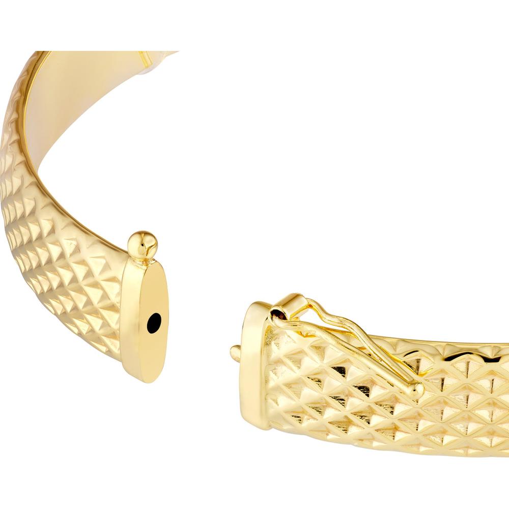 Olas d'Oro - 14K Yellow Gold 8mm Diamond-Cut Oval Bangle - 9.10 Grams Weight