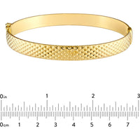 Olas d'Oro - 14K Yellow Gold 8mm Diamond-Cut Oval Bangle - 9.10 Grams Weight