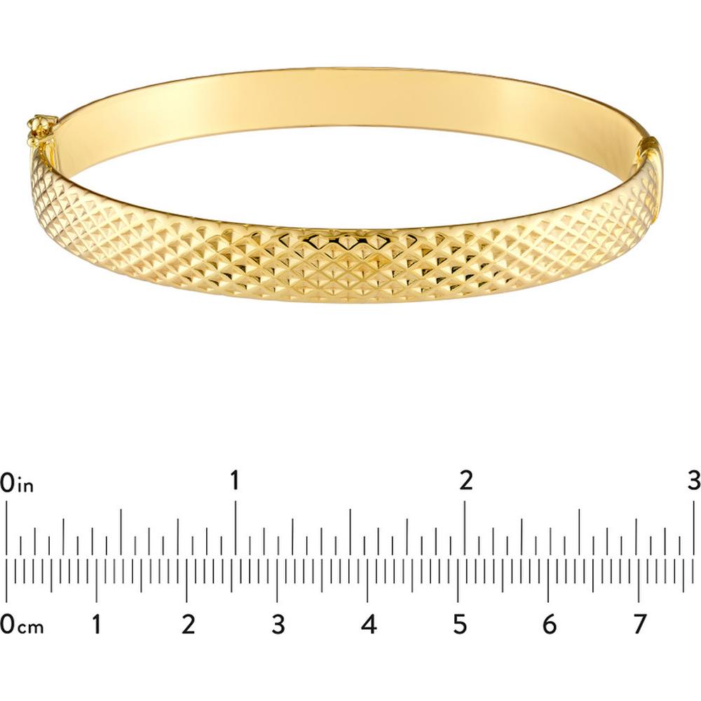Olas d'Oro - 14K Yellow Gold 8mm Diamond-Cut Oval Bangle - 9.10 Grams Weight